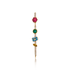 Vira Pin Earring, 14K Gold and Colored Gemstones