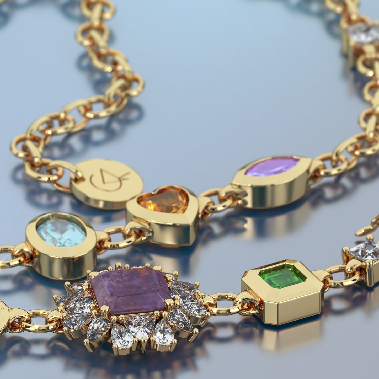 Cocoerow Awon Obirin Necklace Kokoro Okuta Obirin Collection Purple Sapphire Diamonds Sculptural Fine Jewelry Concept Campaign