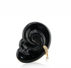 Black Obsidian Ear Brooch, Gold Vermeil