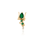 Kokoro Stud Earring, 14K Gold and Emerald