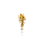 Kokoro Stud Earring, 14K Gold and Yellow Sapphire