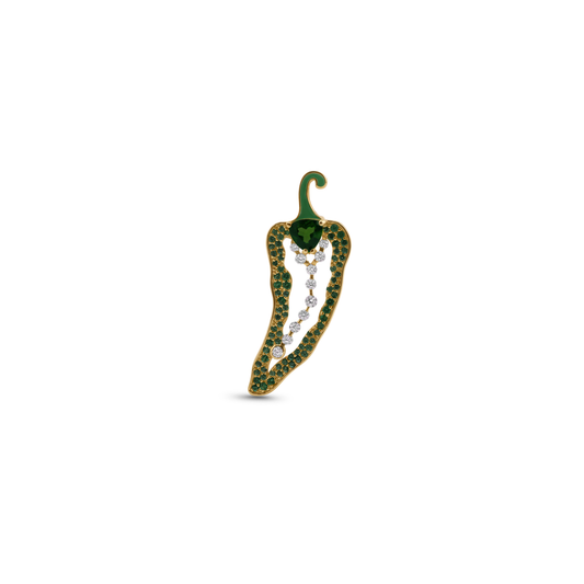 Cocoerow Shito Earring 14K Yellow Gold Emerald Sculptural Fine Jewelry Front View