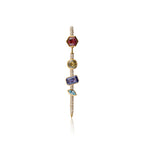 Vira Pin Earring, 14K Gold and Pave Diamond and Colored Gemstone