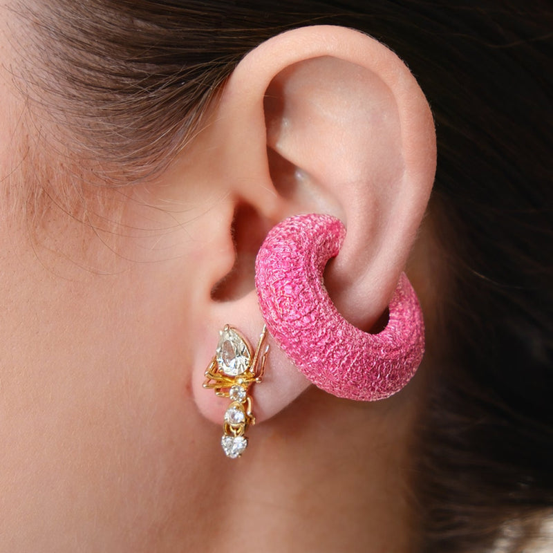 Cocoerow Pink Mini Textured Beatrice Ear Cuff Okuta Collection Sculptural Fine Jewelry On Model