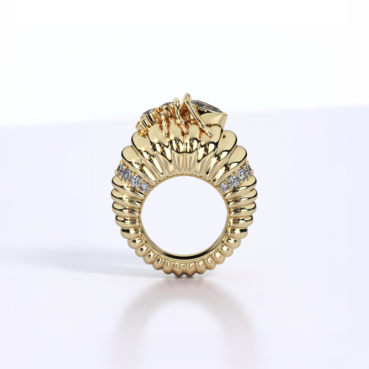 Kokoro Cocktail Ring in Yellow Gold