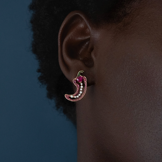 Piri Earring Yellow Gold Red Rubies