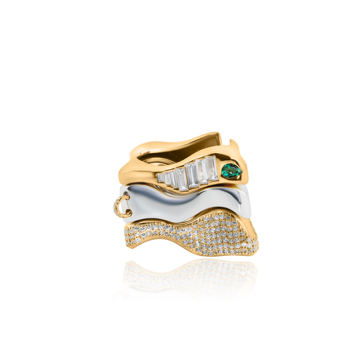 Connie Convertible Ring, 18K Gold and Diamonds