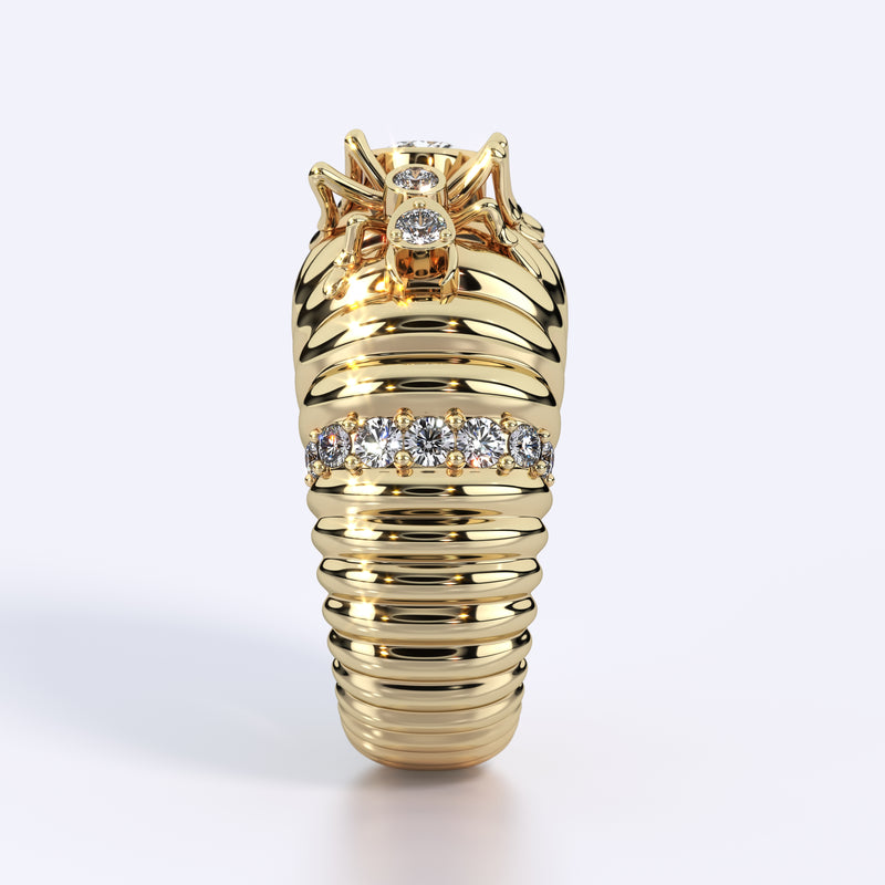cocoerow-ant-cocktail-ring-kokoro-collection-18k-yellow-gold-fine-jewelry-front-view
