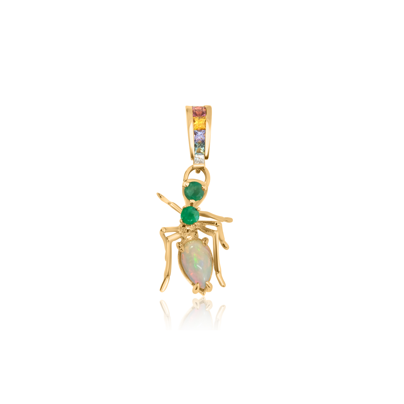 Cocoerow Ant Pendant Kokoro Collection Opal 14K Gold Sculptural Fine Jewelry