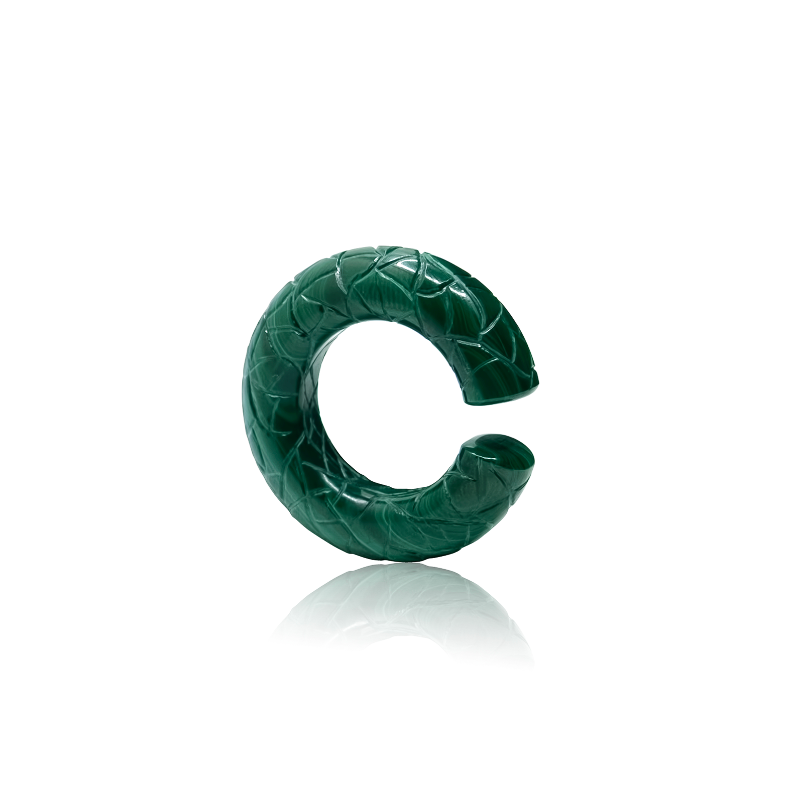 Cocoerow Beatrice Ear Cuff Okuta Collection Large Malachite Sculptural Fine Jewelry Front View