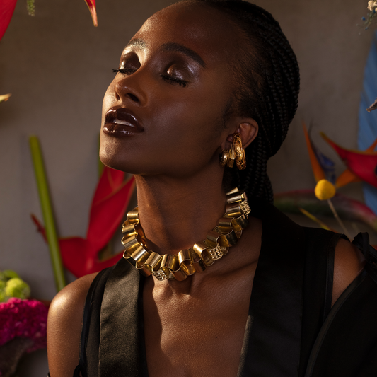 Cocoerow Beatrice Large Gold Ear Cuff Okuta Collection Sculptural Fine Jewelry On Model