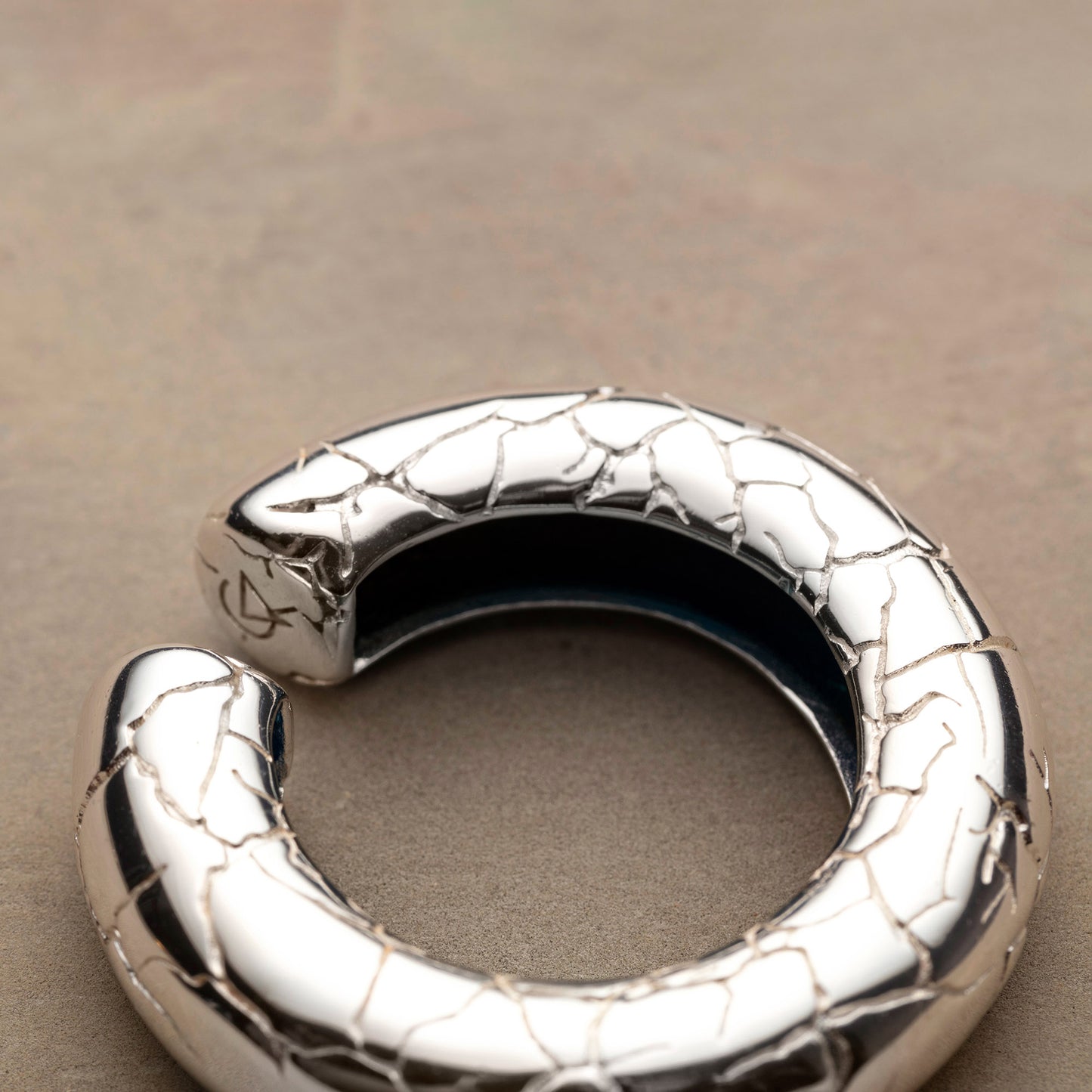 Cocoerow Beatrice Large Silver Ear Cuff Okuta Collection Sculptural Fine Jewelry Close Up Detail