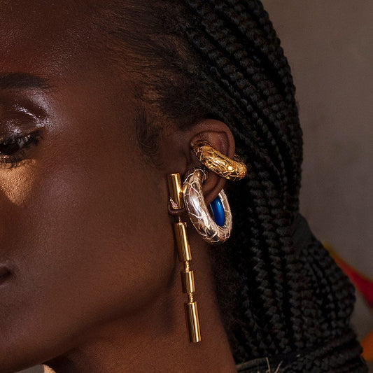 Cocoerow Beatrice Large Silver Ear Cuff Okuta Collection Sculptural Fine Jewelry On Model