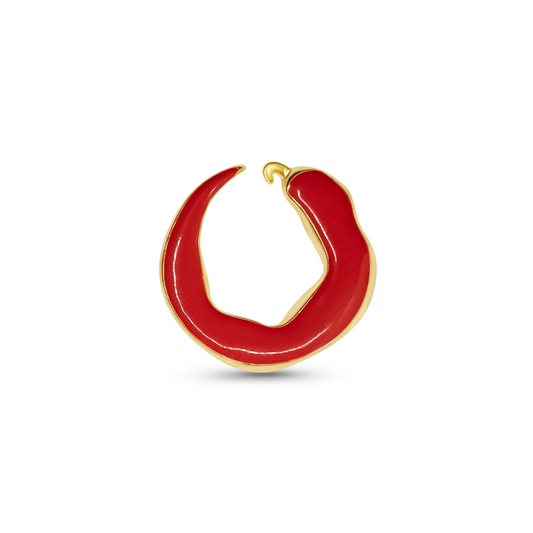 Cocoerow Cayenne Ear Cuff Dine Collection Large Red Enamel Sculptural Fine Jewelry Front View
