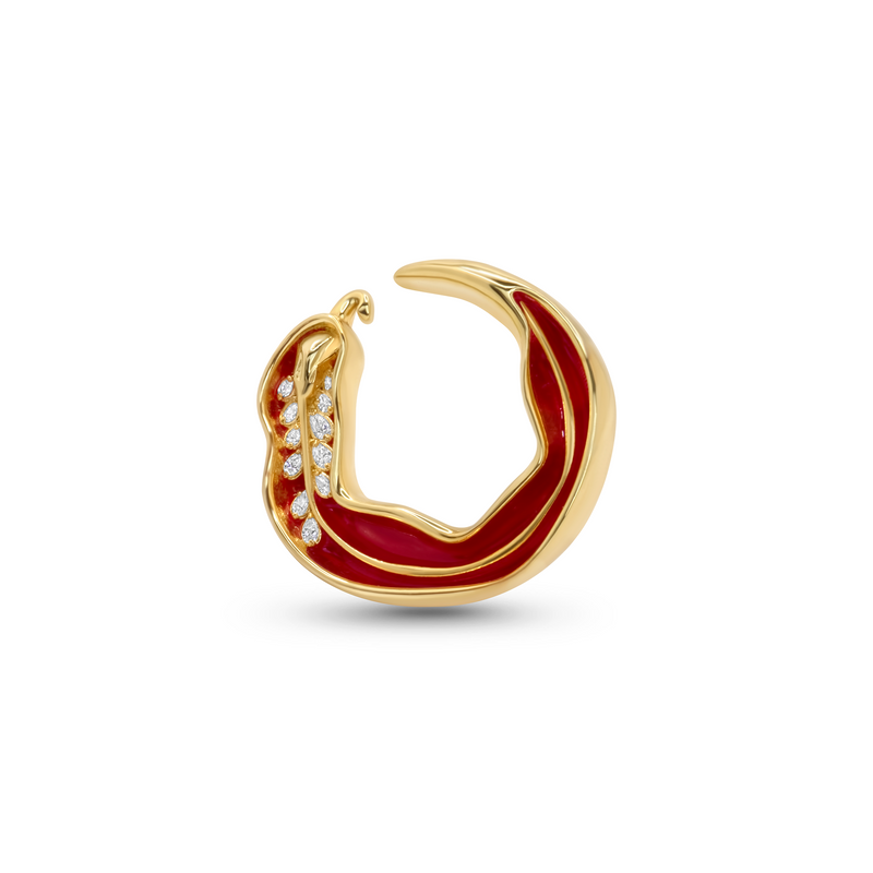 Cocoerow Cayenne Ear Cuff Dine Collection Red Enamel Sculptural Fine Jewelry Back View
