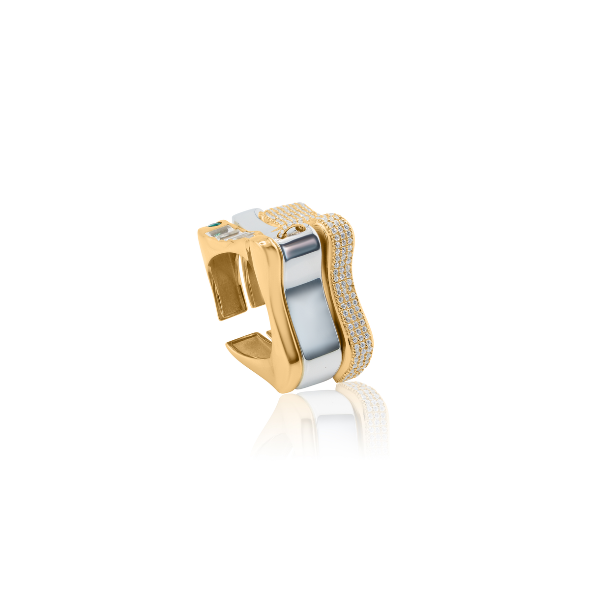Cocoerow Connie Ear Cuff Dine Collection 14K Yellow Gold Stacked Sculptural Fine Jewelry Side View