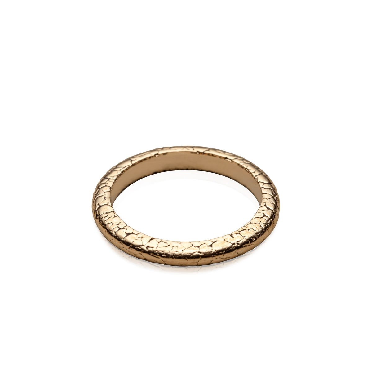 Cocoerow Cracked Ring Thin Okuta Collection 14K Yellow Gold Sculptural Fine Jewelry Front View