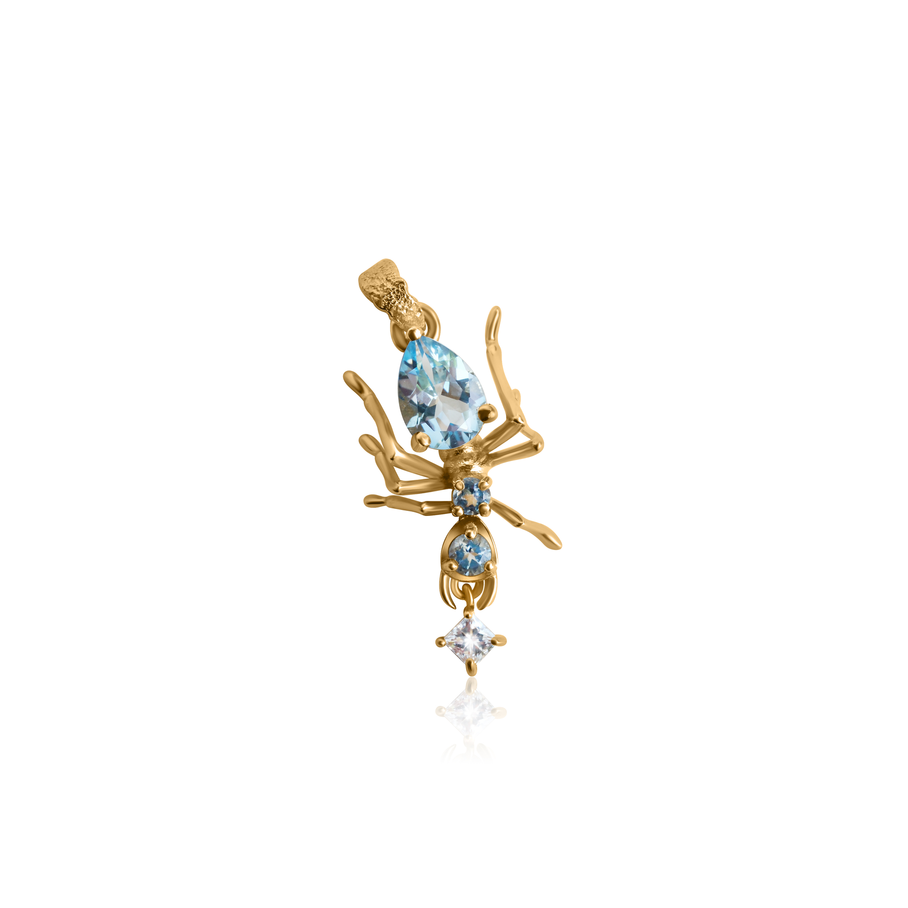 Cocoerow Kokoro Ant Pendant 14K Gold Aquamarine Diamond Sculptural Fine Jewelry