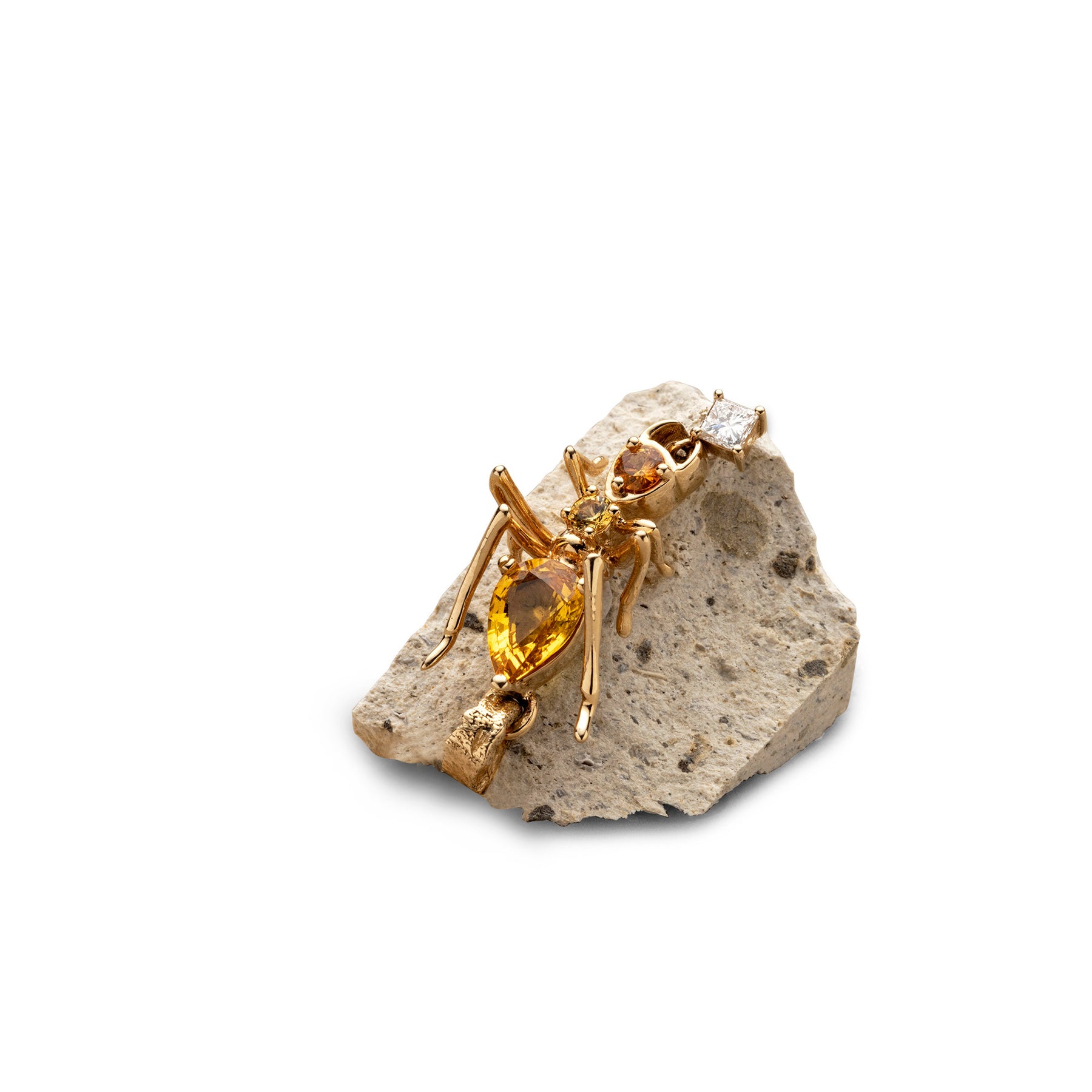 Cocoerow Kokoro Pendant 14K Yellow Gold Yellow Sapphire Sculptural Fine Jewelry