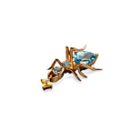 Kokoro Stud Earring, 14K Gold and Blue Topaz and Yellow Sapphire