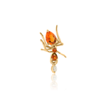 Kokoro Stud Earring, 14K Gold and Fire Opal