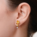 Cocoerow Kokoro Stud Earring 14K Yellow Gold Yellow Sapphire Diamond Sculptural Fine Jewelry Front View