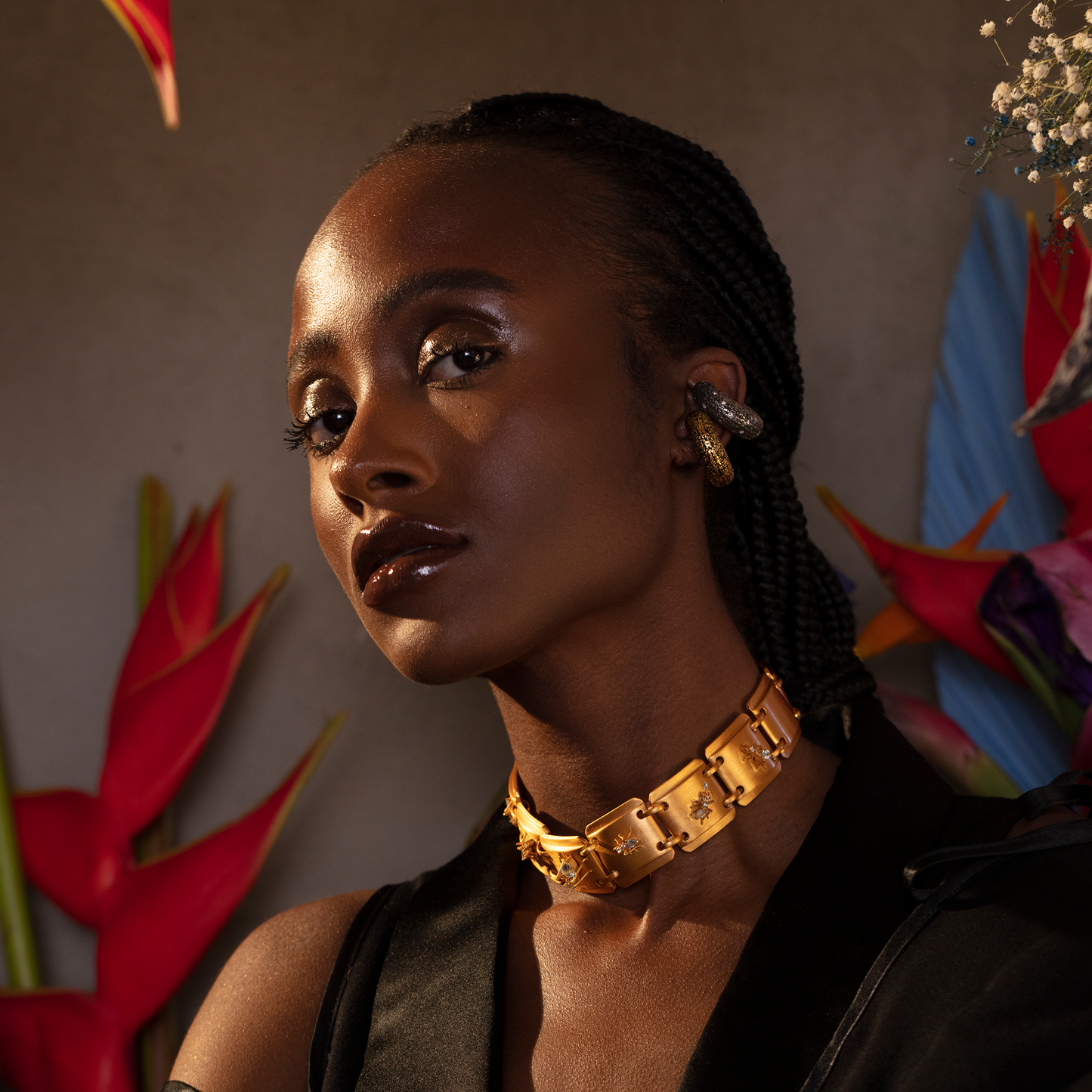 Cocoerow Mini Beatrice Ear Cuff Okuta Collection Textured Silver Sculptural Fine Jewelry On Model