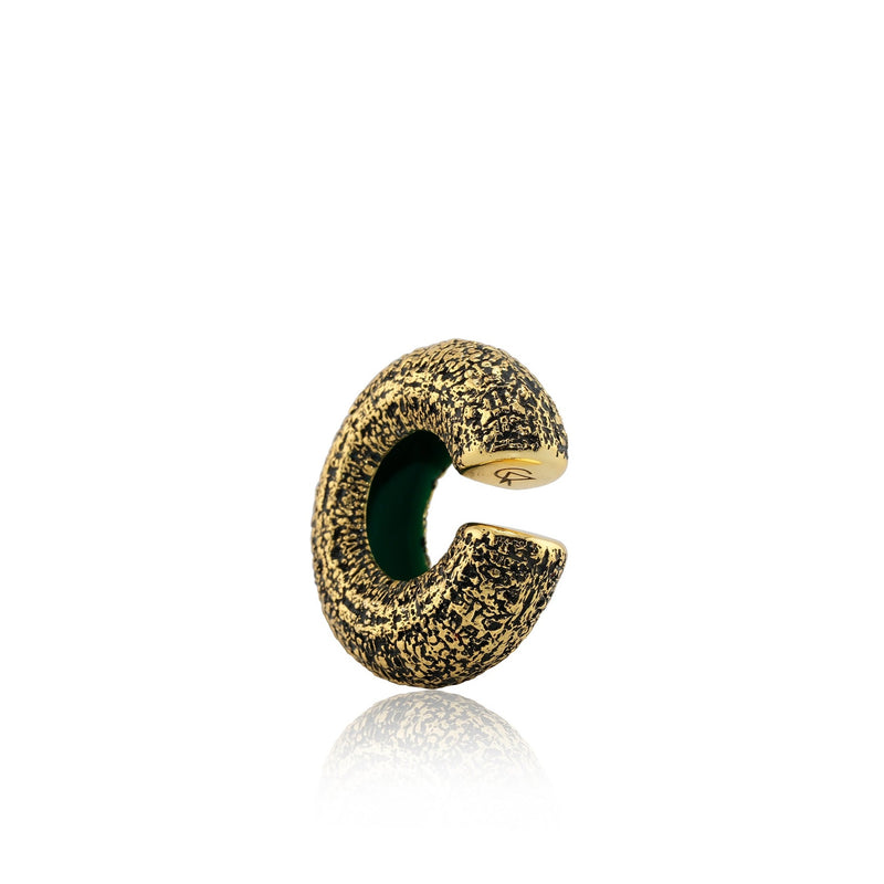 Cocoerow Mini Beatrice Textured Ear Cuff Okuta Collection 14K Yellow Gold Sculptural Fine Jewelry