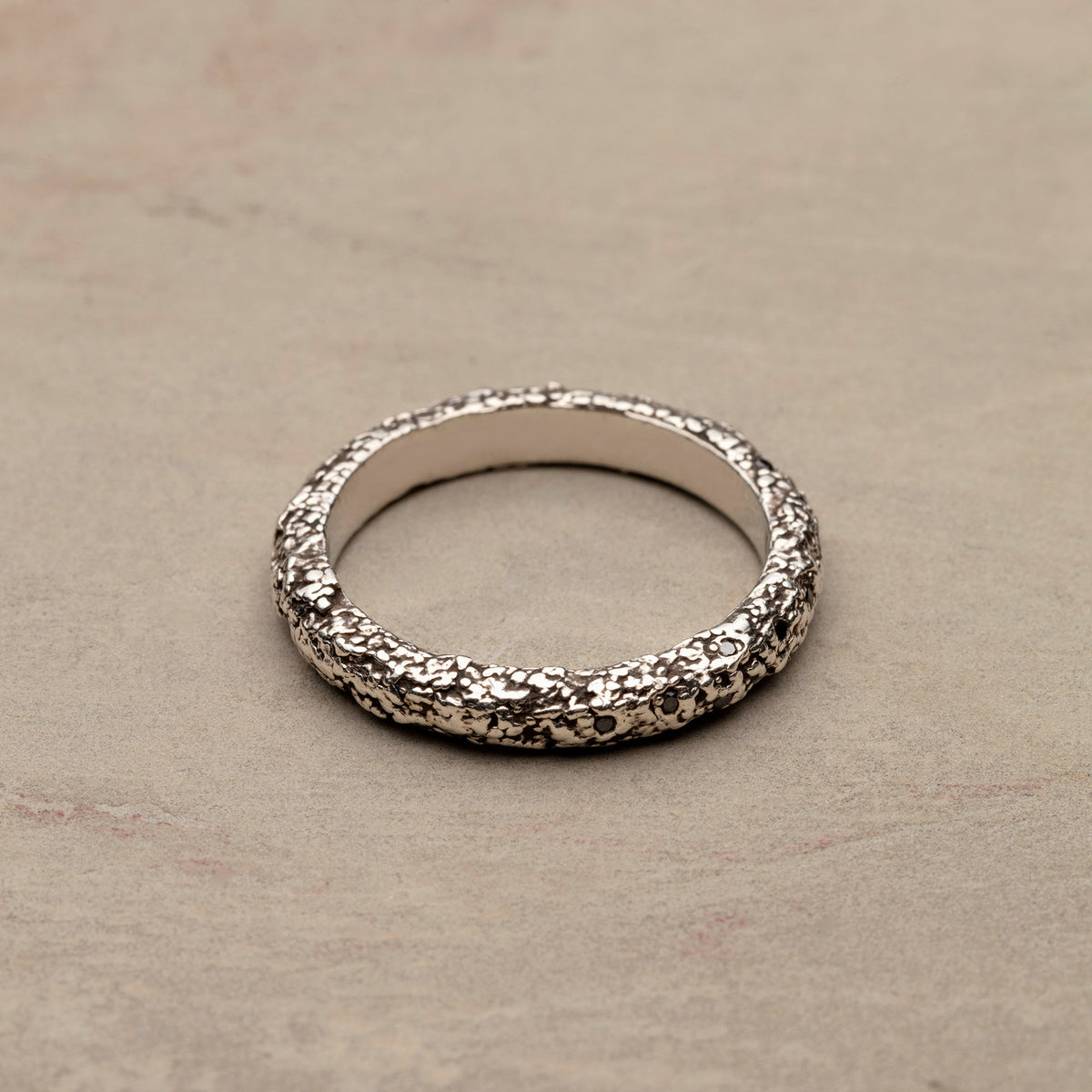 Cocoerow Nira Ring Thin Okuta Collection Sterling Silver Diamonds Sculptural Fine Jewelry Back View