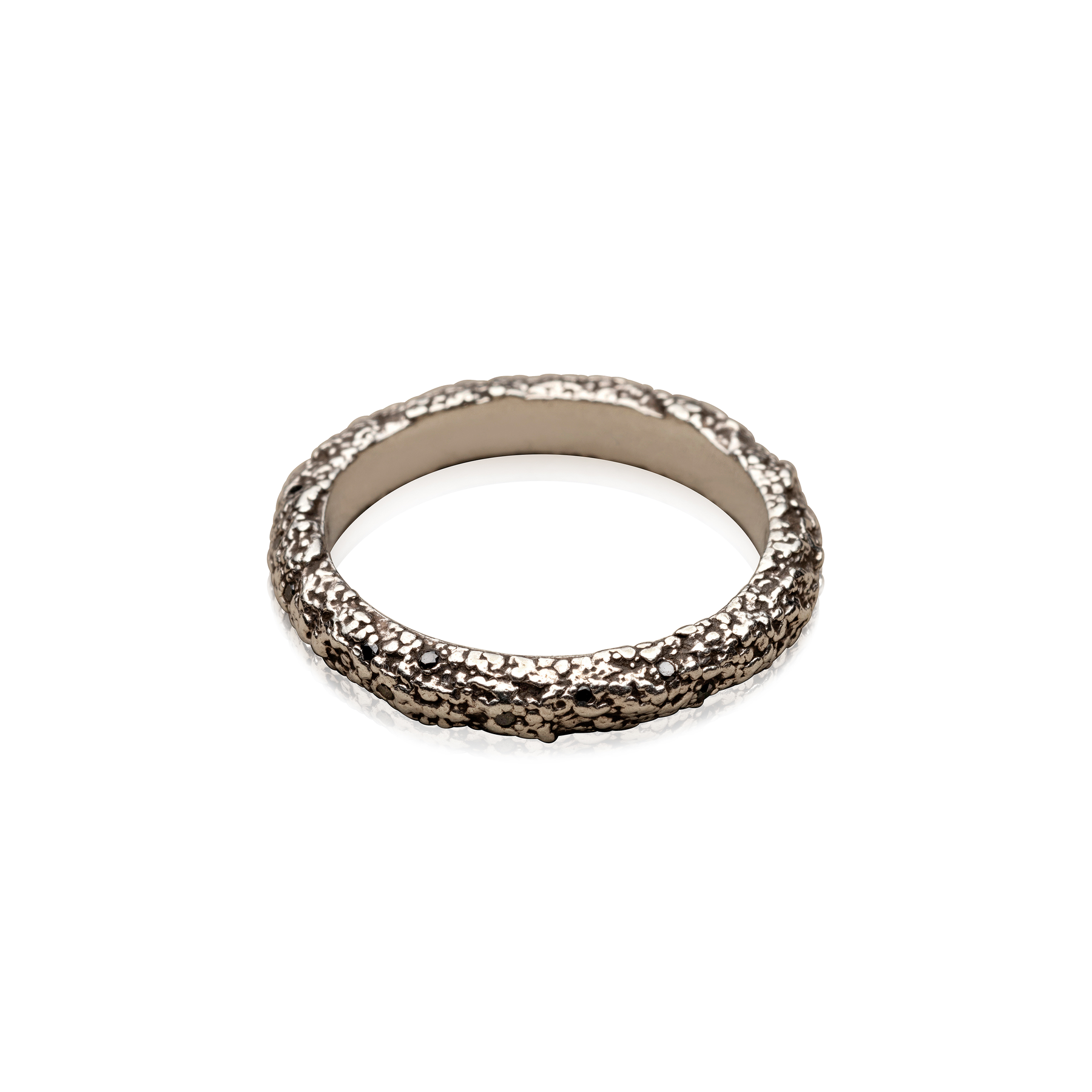 Cocoerow Nira Ring Thin Okuta Collection Sterling Silver Diamonds Sculptural Fine Jewelry