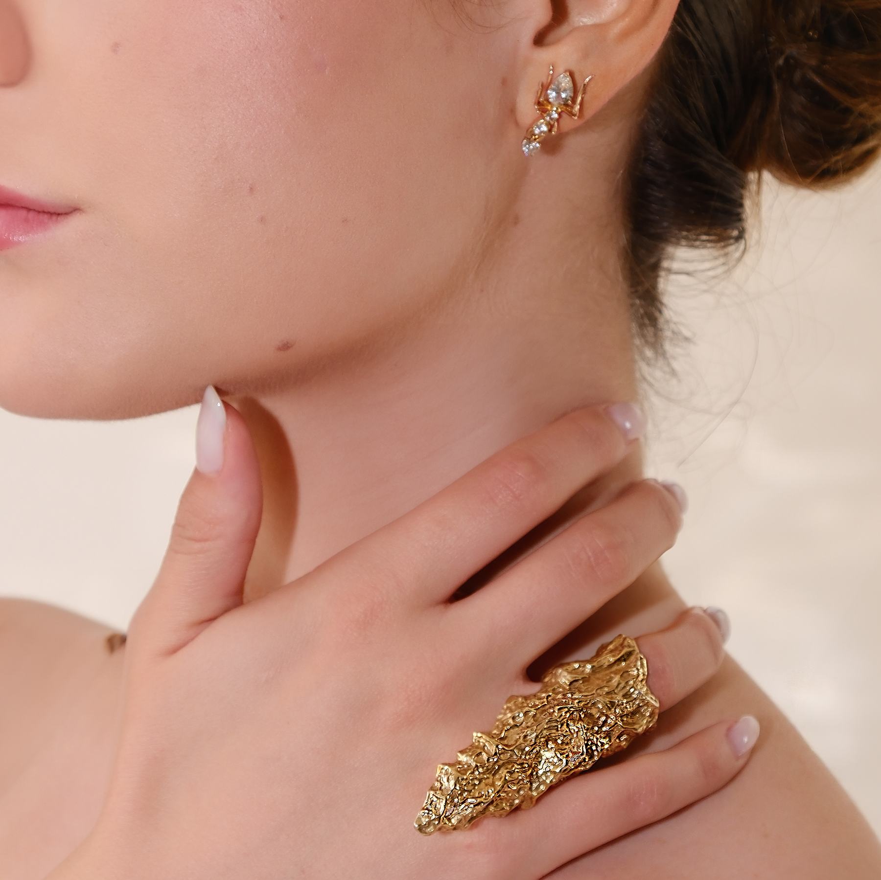 Nugget Ring Yellow Gold with Diamonds