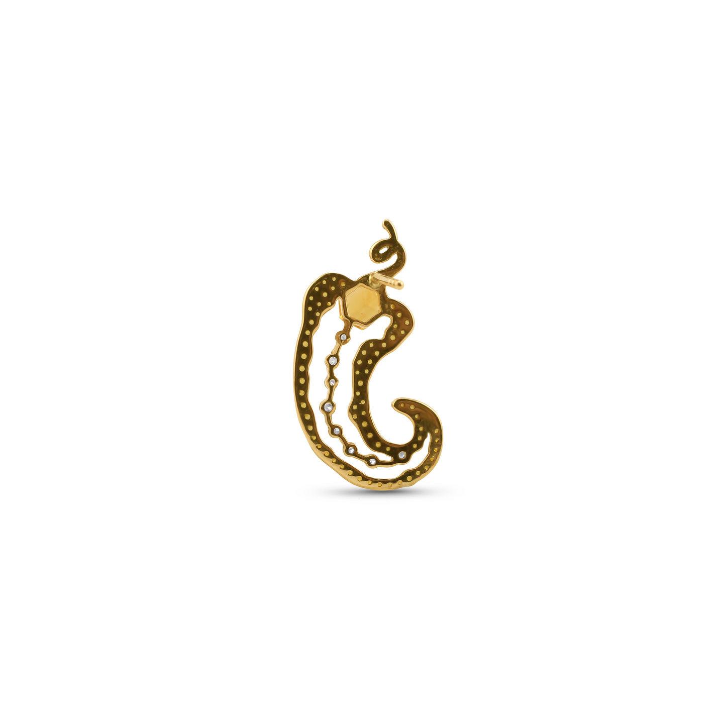 Cocoerow Rodo Earring 14K Yellow Gold Yellow Sapphire Sculptural Fine Jewelry Back View