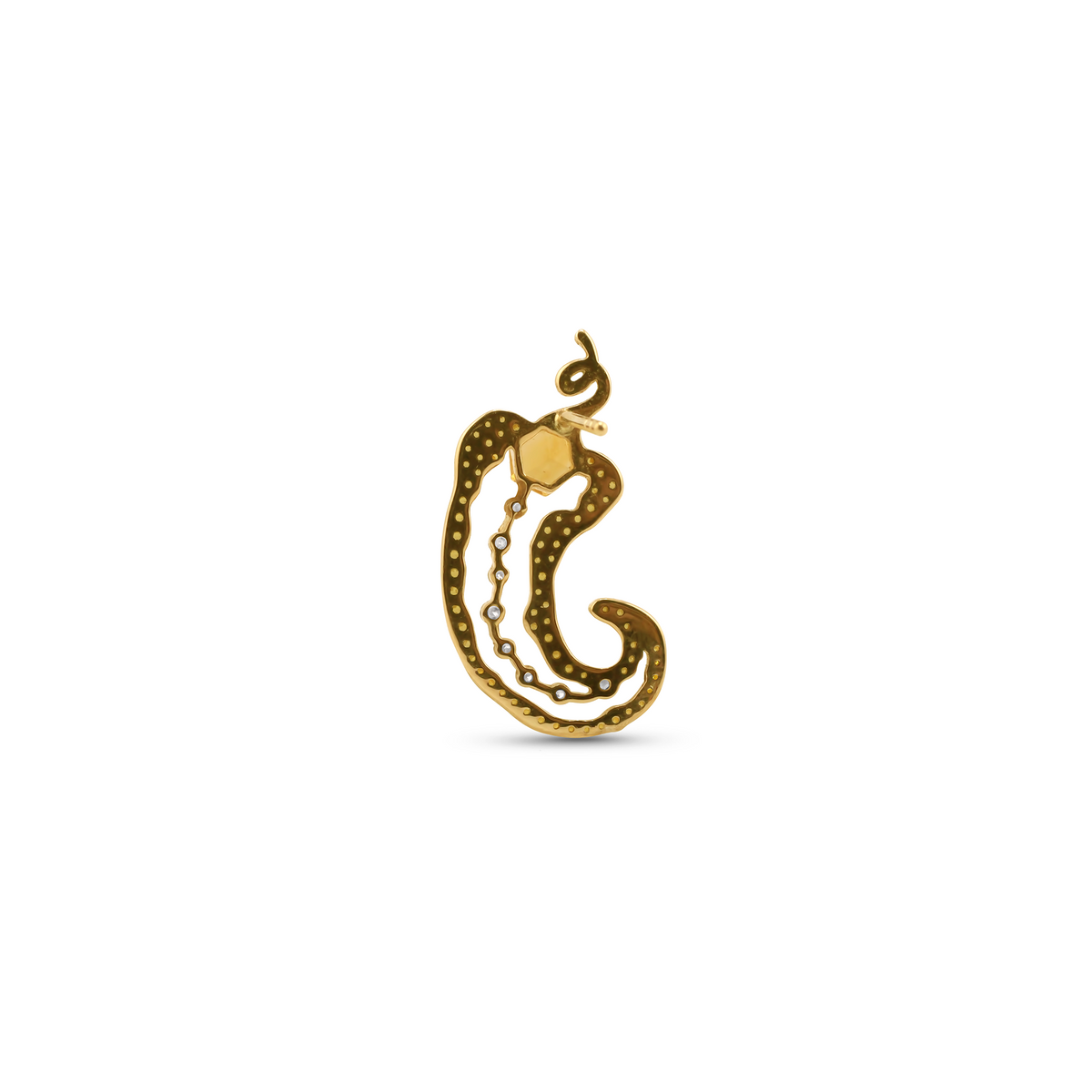 Cocoerow Rodo Earring 14K Yellow Gold Yellow Sapphire Sculptural Fine Jewelry Back View