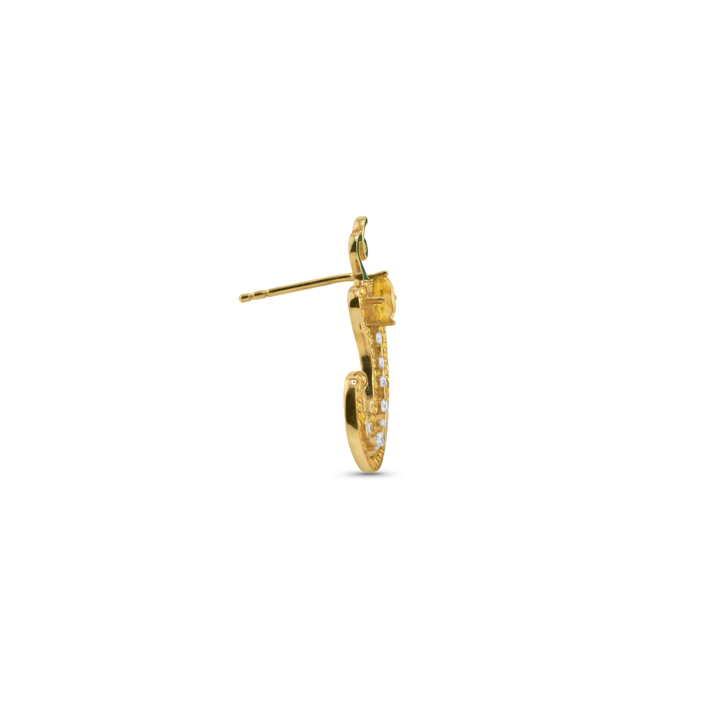 Cocoerow Rodo Earring 14K Yellow Gold Yellow Sapphire Sculptural Fine Jewelry Side Profile