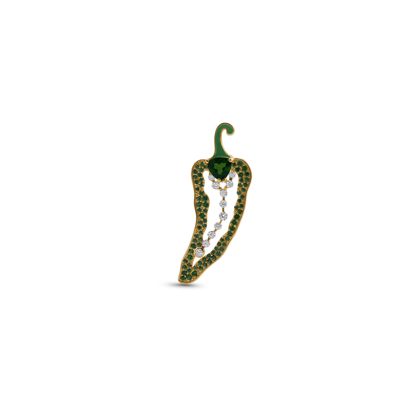 Cocoerow Shito Earring 14K Yellow Gold Emerald Sculptural Fine Jewelry Front View
