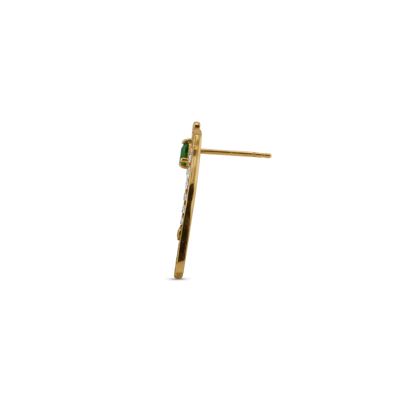 Cocoerow Shito Earring 14K Yellow Gold Emerald Sculptural Fine Jewelry Side View