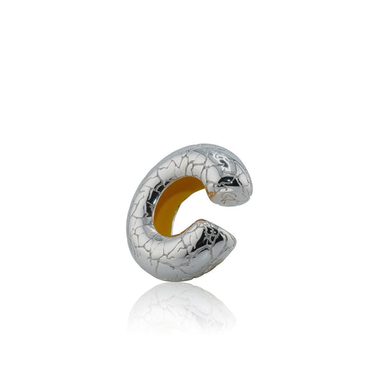 Cocoerow Silver Mini Cracked Effect Beatrice Ear Cuff Okuta Collection Sculptural Fine Jewelry 