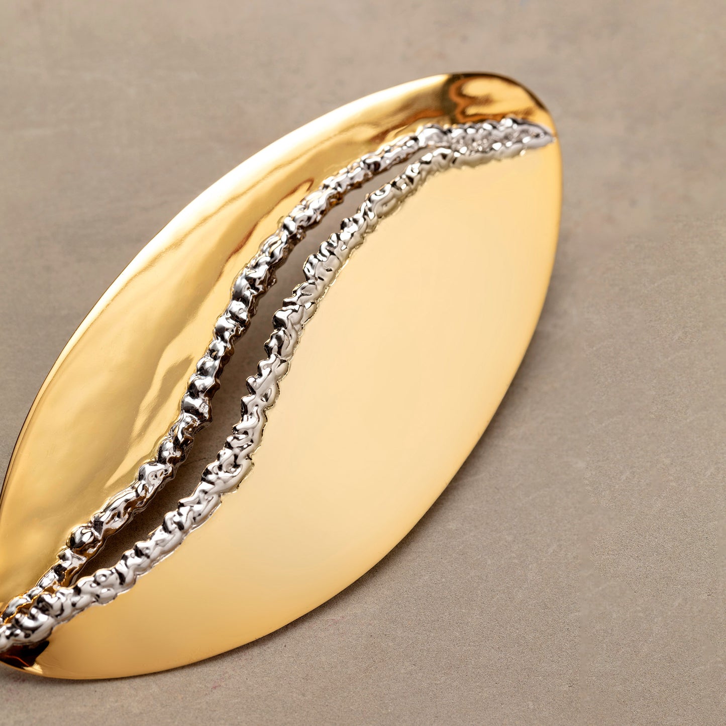 Cocoerow Split Earring Okuta Collection 14K Yellow Gold Silver Sculptural Fine Jewelry Front View