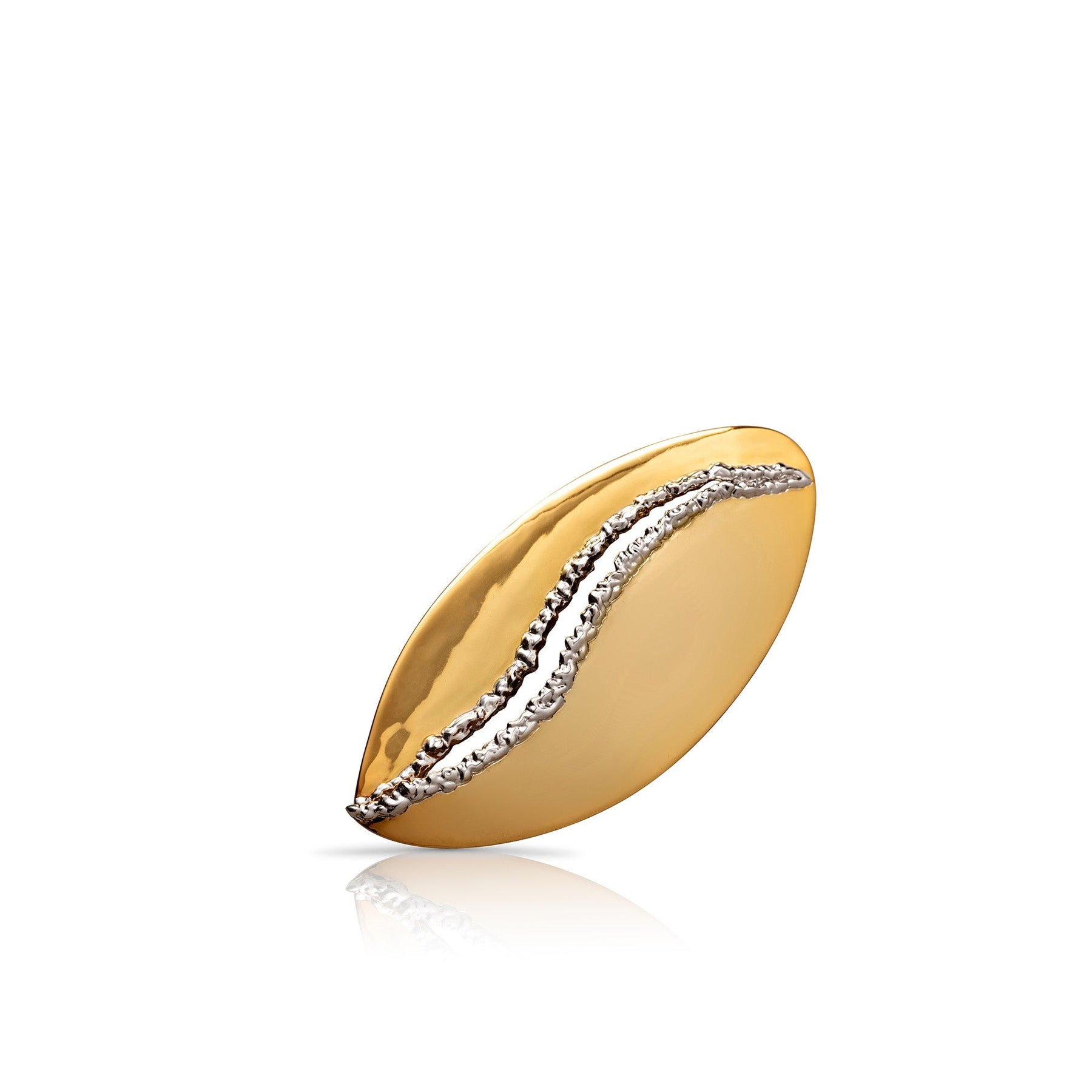 Cocoerow Split Earring Okuta Collection 14K Yellow Gold Silver Sculptural Fine Jewelry
